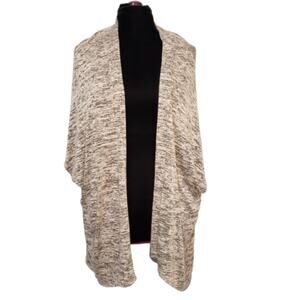 Dolman Sleeve Open Cardigan Knit Sweater Small Marled Grey White